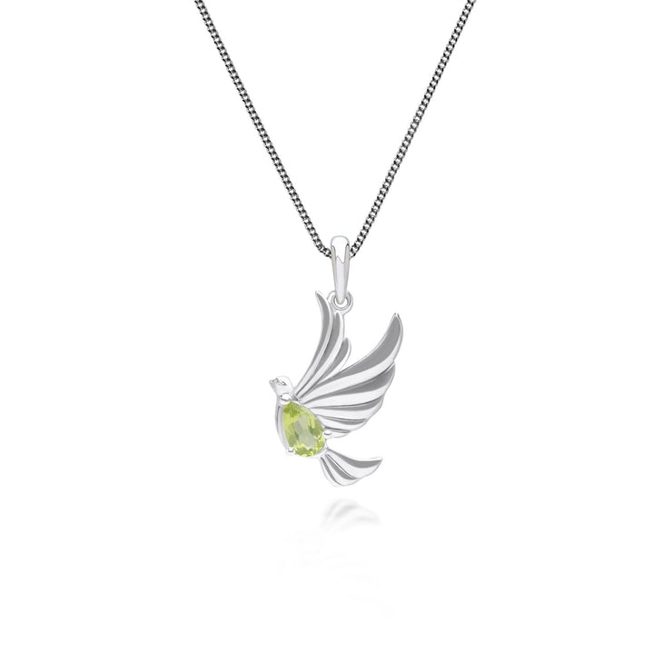 Collier ECFEW™ Creator Colombe en Argent 925 Doré à l'Or Fin avec Péridot