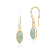 Boucles d'Oreilles Pendantes Irrégulier en Argent Sterling Doré à l'Or Fin avec Jade Verte Teinte Marquise et Topaze