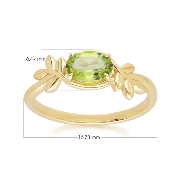 Bague O Leaf en Or Jaune 9ct avec Péridot