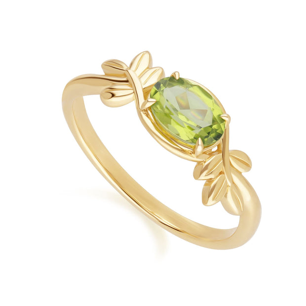 Bague O Leaf en Or Jaune 9ct avec Péridot