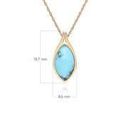 Collier pendentif classique en or jaune 9 carats avec turquoise marquise