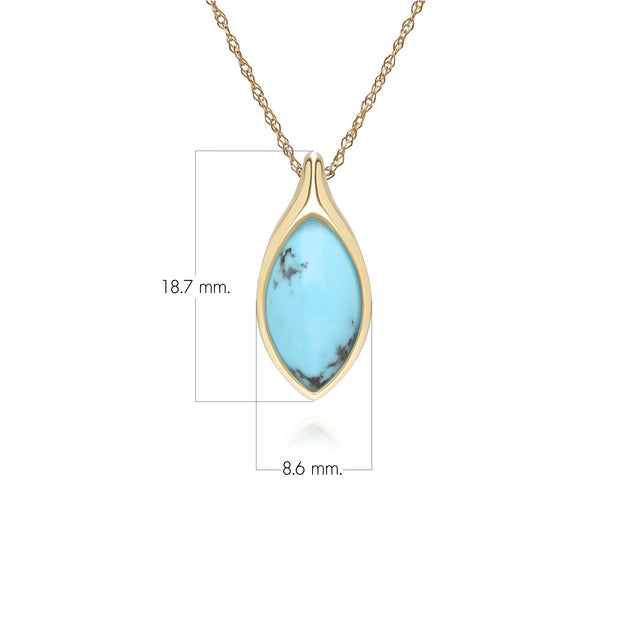Collier pendentif classique en or jaune 9 carats avec turquoise marquise