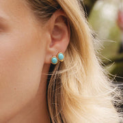 Boucles d'oreilles pendantes ovales Classique en or jaune 9 carats avec turquoise