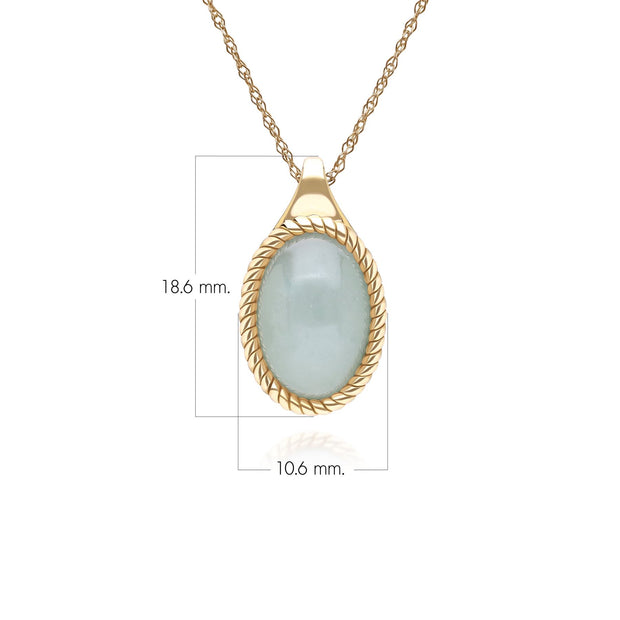 Collier pendentif Classique avec jadéite verte ovale en or jaune 9 carats