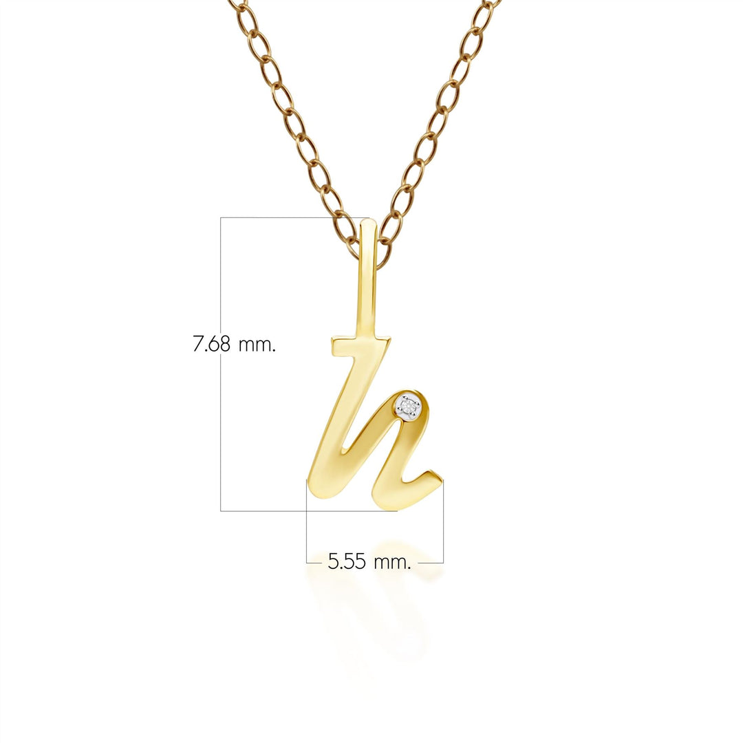 Collier Lettre H Plaqué Or 925 - Chaîne Rolo 15 Pouces (38 Cm), Ajustable, Fabrication Thaïlande