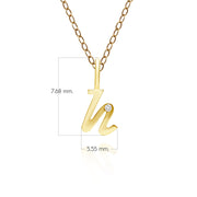 Pendentif Alphabet Lettre H en Or Jaune 9ct avec Diamant