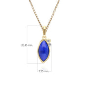 Pendentif Irrégulier en Argent Sterling Doré à l'Or Fin avec Lapis Lazuli Marquise et Topaze