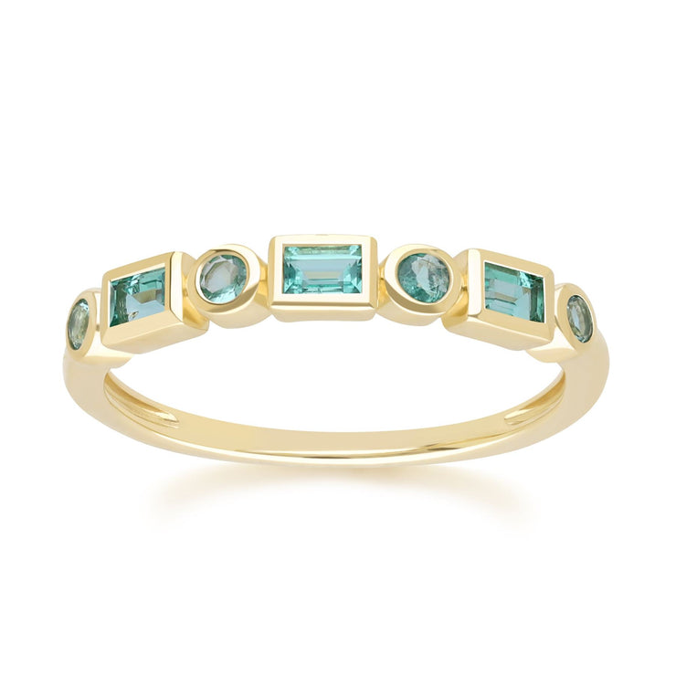 Bague Eternité Classique en Or Jaune 9ct avec Emeraude