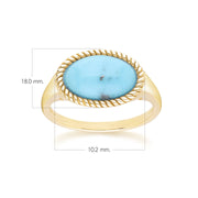 Bague classique avec turquoise ovale en or jaune 9 carats