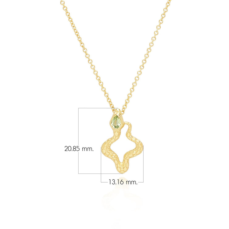 Collier ECFEW™ Creator Serpent en Argent 925 Doré à l'Or Fin avec Péridot