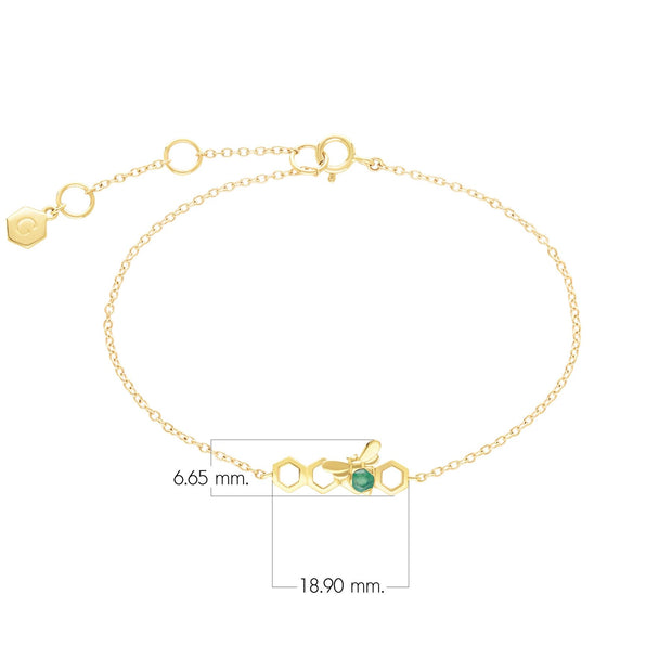 Bracelet Style Honeycomb en Or Jaune 9ct avec Emeraude