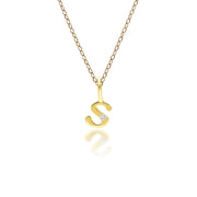 Pendentif Alphabet Lettre S en Or Jaune 9ct avec Diamant