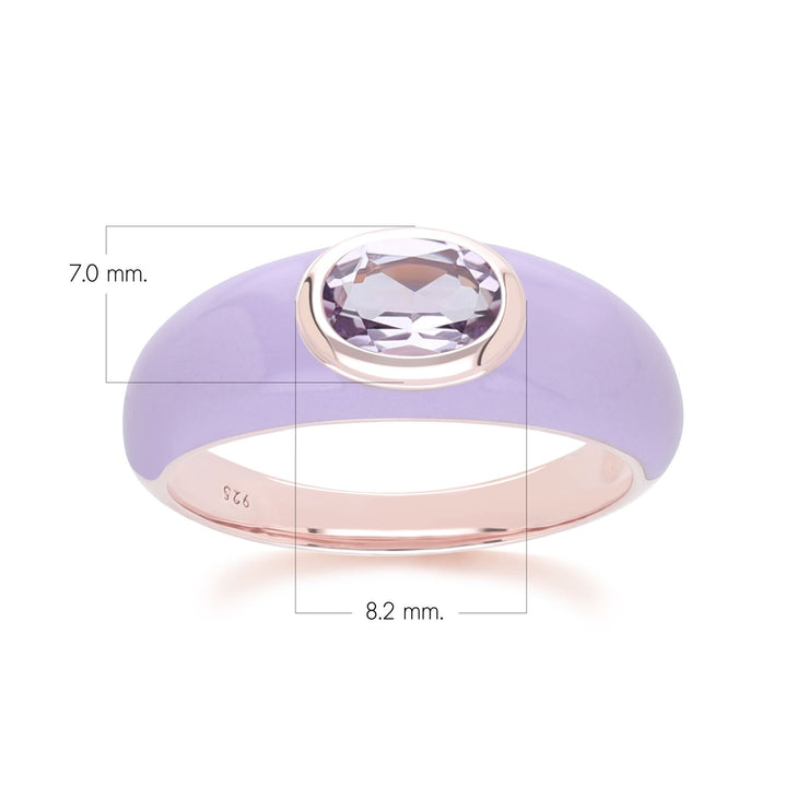 Bague Siberian Waltz En Émail Violet Et Améthyste Octogonale En Or Vermeil Rose