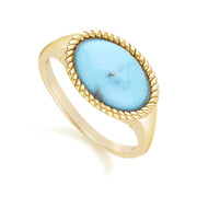Bague classique avec turquoise ovale en or jaune 9 carats