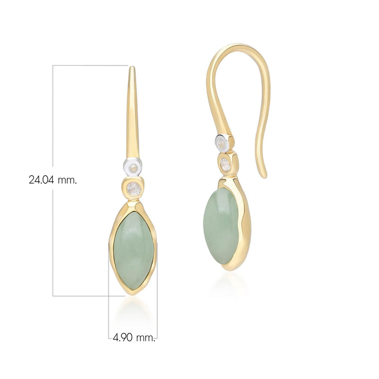 Boucles d'Oreilles Pendantes Irrégulier en Argent Sterling Doré à l'Or Fin avec Jade Verte Teinte Marquise et Topaze