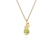 Pendentif O Leaf en Or Jaune 9ct avec Péridot et Diamant