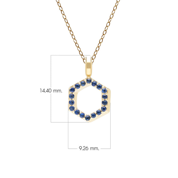 Pendentif Geometric Hex en or jaune 9ct avec saphir