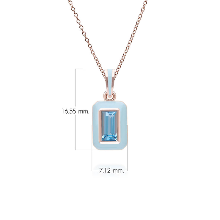 Pendentif Siberian Waltz en Argent Sterling Doré à l'Or Rose Fin avec Email Bleu et Topaze Bleue de Suisse