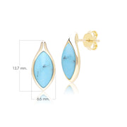 Boucles d'oreilles Clou Classique en or jaune 9 carats avec turquoise marquise