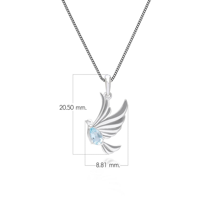 Collier ECFEW™ Creator Colombe en Argent 925 Doré à l'Or Fin avec Topaz Bleue