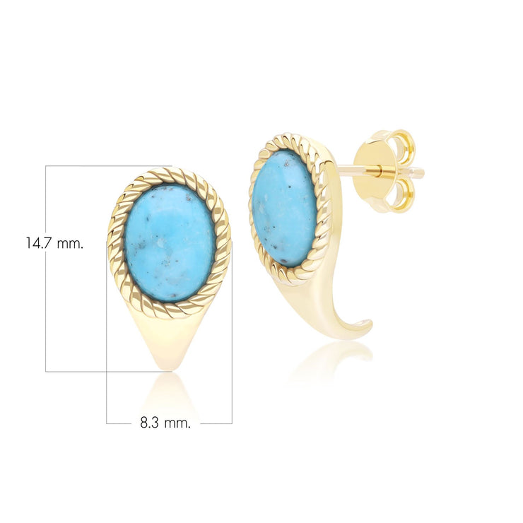 Boucles d'oreilles pendantes ovales Classique en or jaune 9 carats avec turquoise