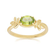 Bague O Leaf en Or Jaune 9ct avec Péridot