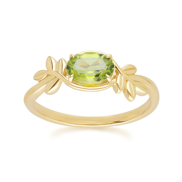 Bague O Leaf en Or Jaune 9ct avec Péridot