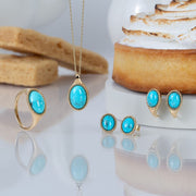 Bague classique avec turquoise ovale en or jaune 9 carats