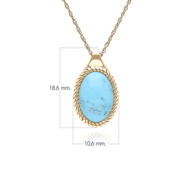 Collier pendentif Classique avec ovale turquoise en or jaune 9 carats