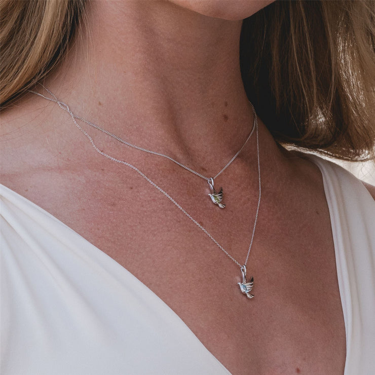 Collier ECFEW™ Creator Colombe en Argent 925 Doré à l'Or Fin avec Péridot