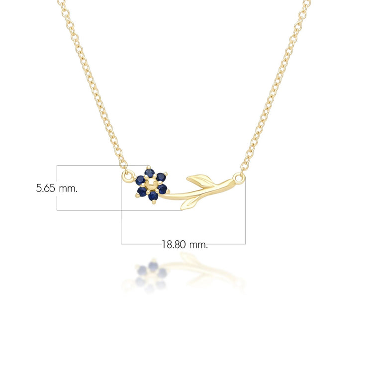 Collier Floral Vigne avec Saphir en Or Jaune 9ct