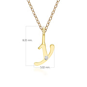 Pendentif Alphabet Lettre Y en Or Jaune 9ct avec Diamant