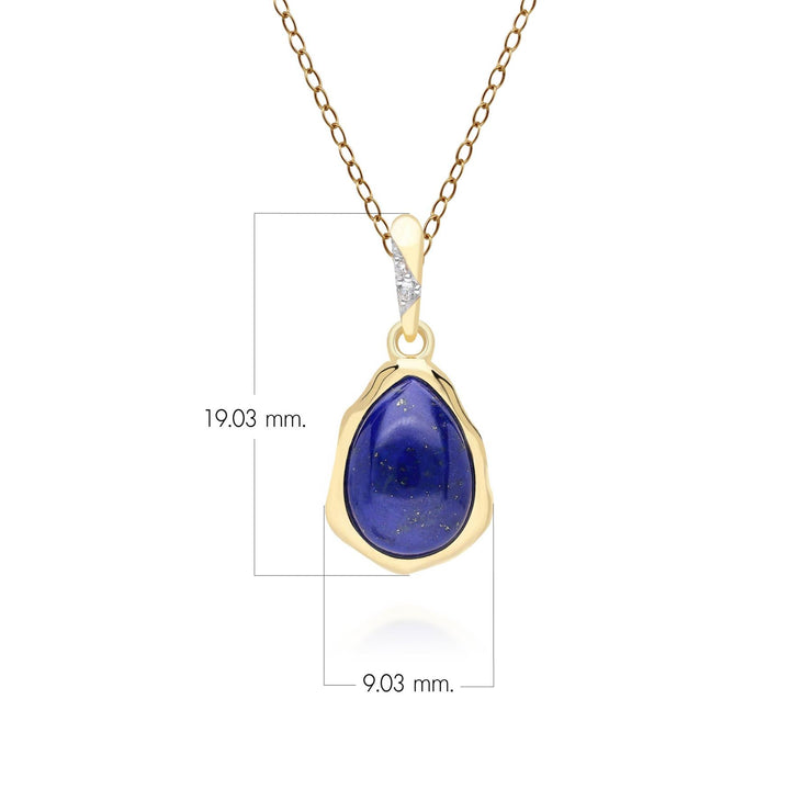 Pendentif Irrégulier en Argent Sterling Doré à l'Or Fin avec Lapis Lazuli et Topaze