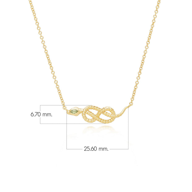 Collier Pendentif Serpent Enroulé ECFEW™ en Argent 925 Doré à l'Or Fin avec Péridot