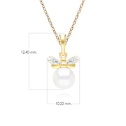 Collier Abeille Style Honeycomb en Or Jaune 9ct avec Perle et Diamant