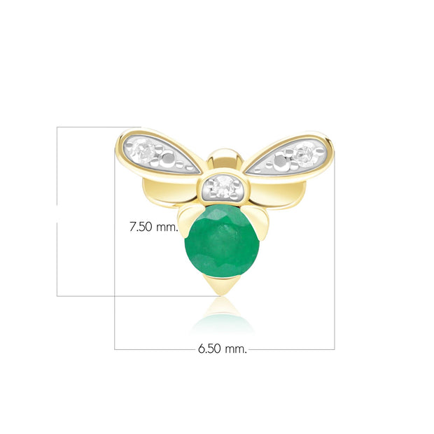 Broche Abeille Style Honeycomb en Or Jaune 9ct avec Emerald et Diamant