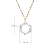 Pendentif Geometric Hex en or jaune 9ct avec diamant