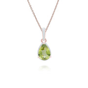 Pendentif Siberian Waltz En Émail Vert Et Péridot Poire En Or Vermeil Rose