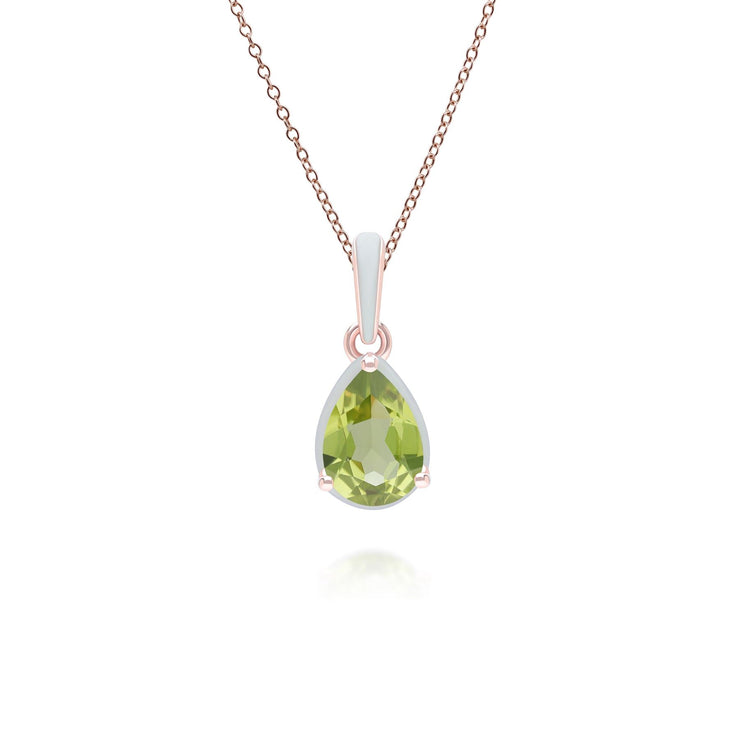 Pendentif Siberian Waltz En Émail Vert Et Péridot Poire En Or Vermeil Rose