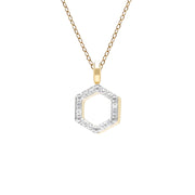 Pendentif Geometric Hex en or jaune 9ct avec diamant