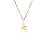 Pendentif Alphabet Lettre H en Or Jaune 9ct avec Diamant