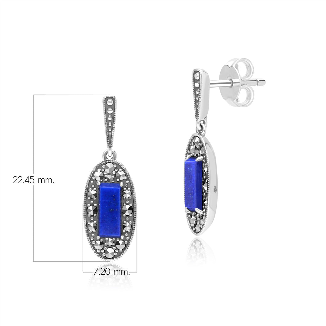 Boucles D'oreilles Art Déco Anciennes En Marcassite - Crochet Argent 925 - Occasion