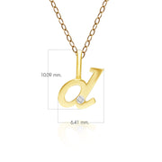 Pendentif Alphabet Lettre D en Or Jaune 9ct avec Diamant