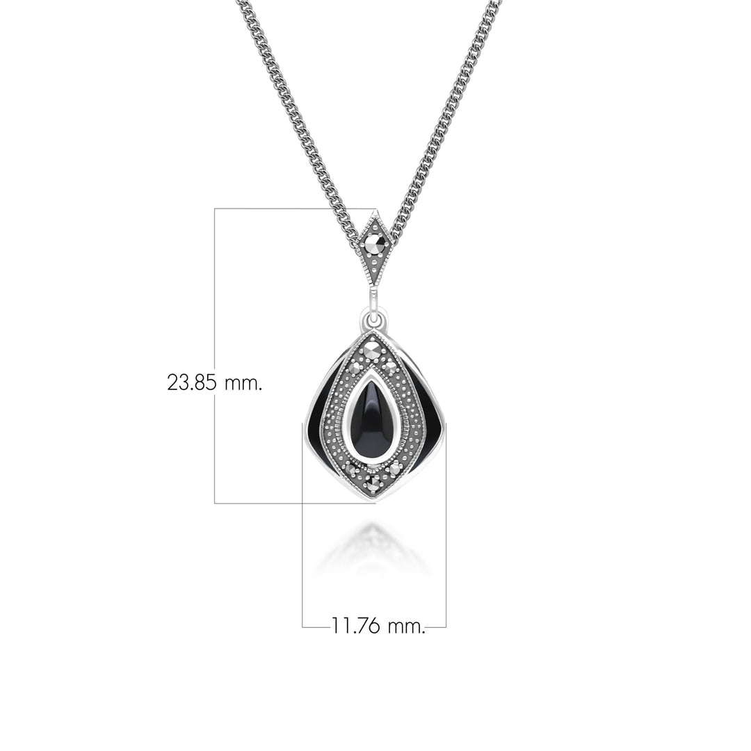 Bracelet Lien Argent 925 Avec Marcassite, Onyx Et Nacre - Neuf Avec étiquettes