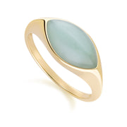 Bague classique en jadéite verte marquise en or jaune 9 carats