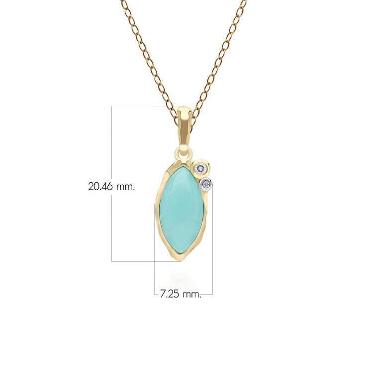 Pendentif Irrégulier en Argent Sterling Doré à l'Or Fin avec Turquoise Marquise et Topaze