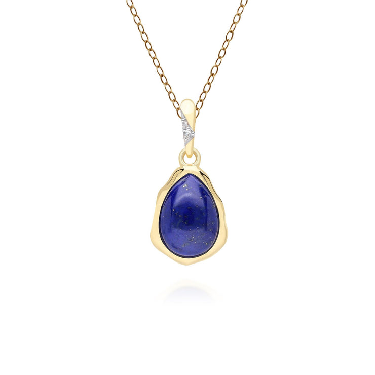 Pendentif Irrégulier en Argent Sterling Doré à l'Or Fin avec Lapis Lazuli et Topaze