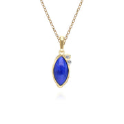 Pendentif Irrégulier en Argent Sterling Doré à l'Or Fin avec Lapis Lazuli Marquise et Topaze