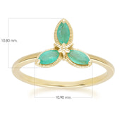 Bague Floral avec Emeraude Marquise en Or Jaune 9ct