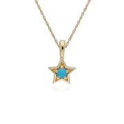 Pendentif et Boucles d'Oreilles Etoile Contemporaine Or Jaune 375 Turquoise